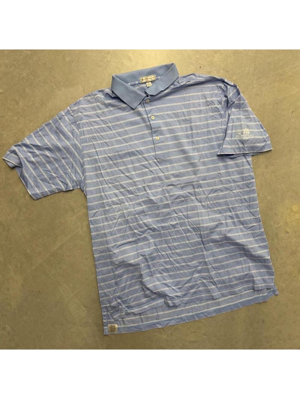 Peter Millar The Homestead 1766 Striped Golf Polo Shirt Men’s XL Blue